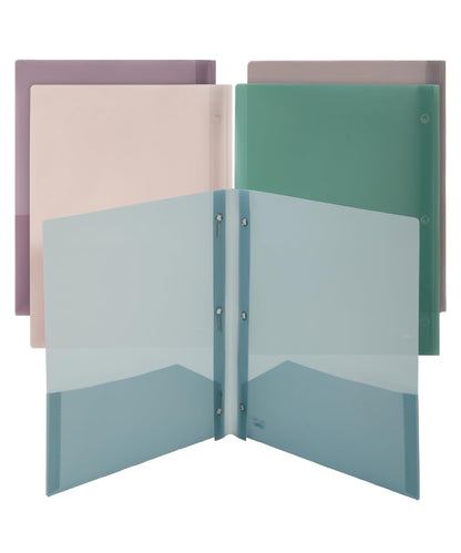 Mr. Pen- Plastic Folders with Pockets and Prongs, 5 Pack, Letter Size