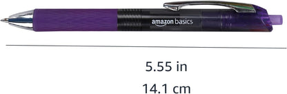 Amazon Basics Retractable Gel Pens, Fine Point 0.7mm, Smooth Writing, Assorted Colors, 12-Pack