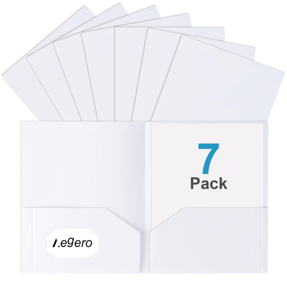 Aegero Plastic Folders with Pockets (7 Pack, Assorted Colors)