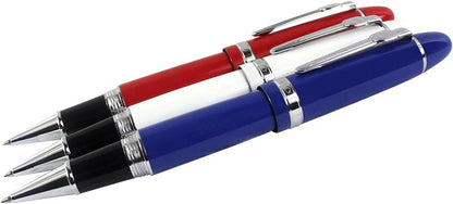 Jinhao 159 Rollerball Pens Heavy Big Pen Gold Trim 3 Pieces in 3 Colors (Red, White, Blue)