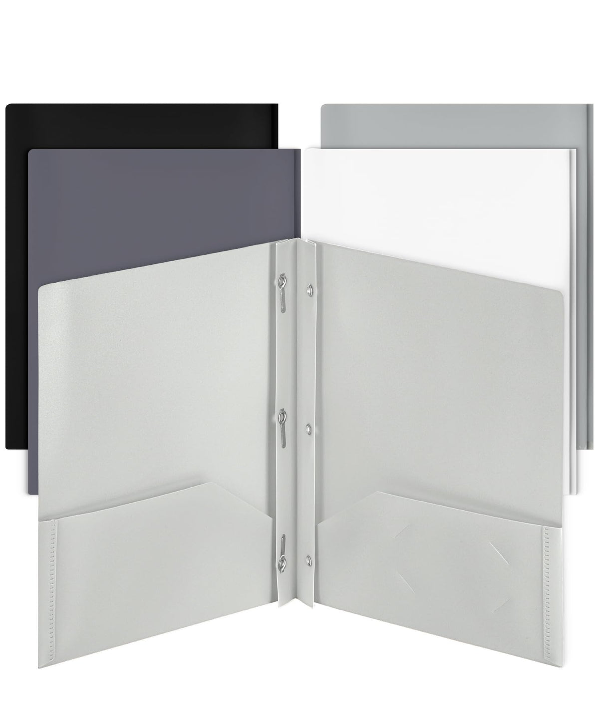 Mr. Pen- Plastic Folders with Pockets and Prongs, 5 Pack, Letter Size