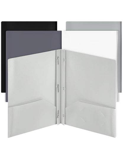 Mr. Pen- Plastic Folders with Pockets and Prongs, 5 Pack, Letter Size