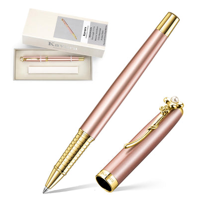 Four-Leaf Clover & Pearl Rollerball Pen for Women,Pearl White