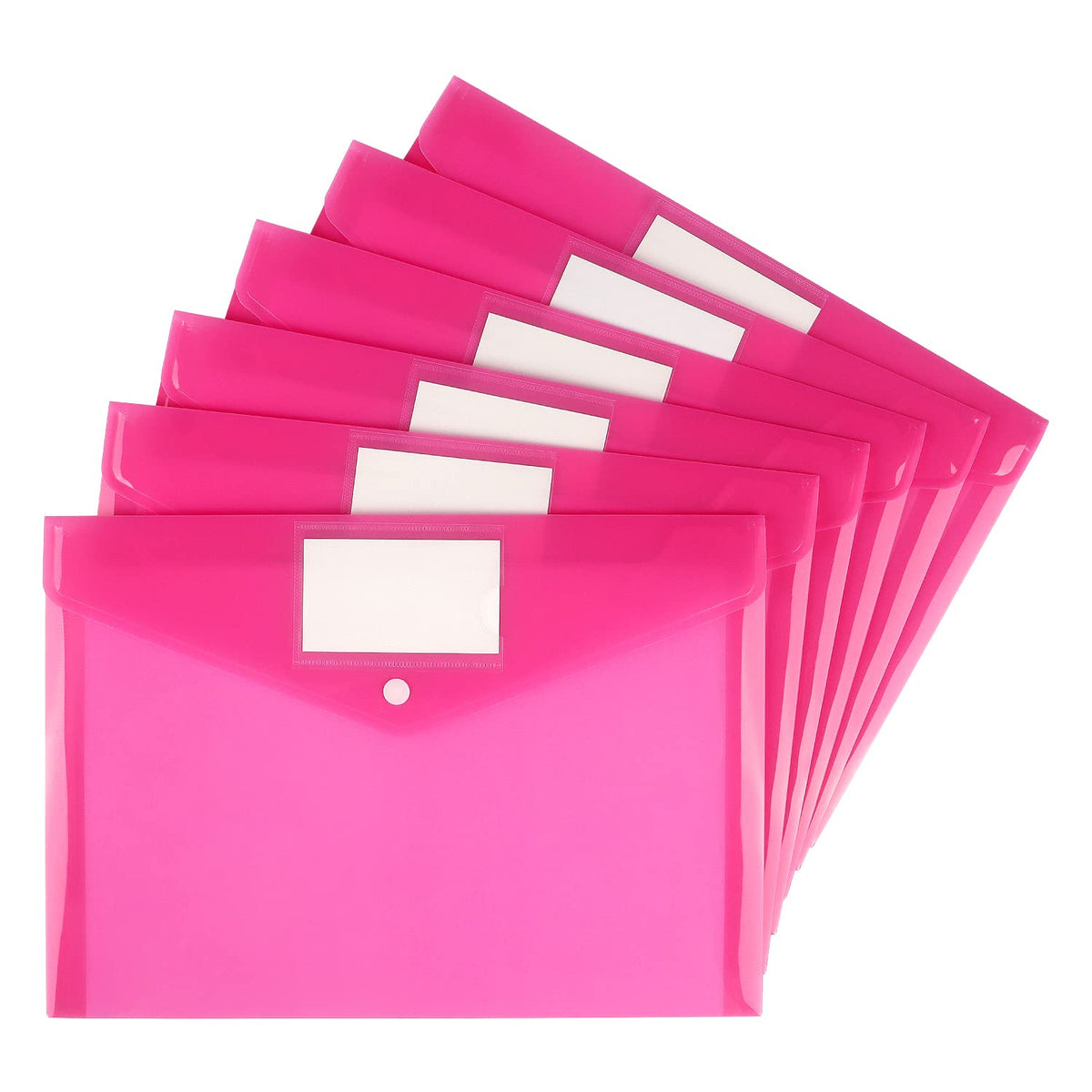 6 Pack Clear Document Folders Plastic Envelopes, A4 Size, 6 Colors