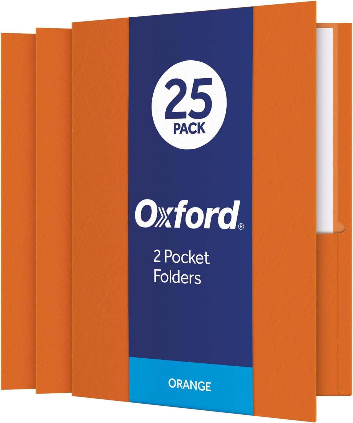 Oxford Twin-Pocket Folders, Textured Paper, Letter Size, Dark Blue, Holds 100 Sheets, Box of 25 (57538EE)
