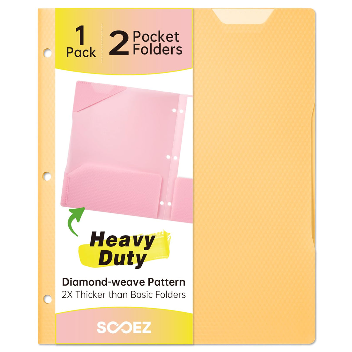 Sooez 6 Pack Plastic Folders with Pockets, Heavy Duty, Fits 3-Ring Binder