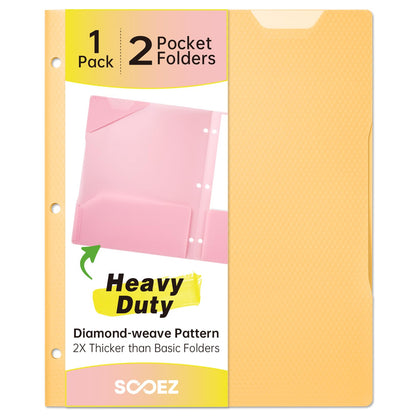 Sooez 2-Pocket Folders with Pockets, Plastic Heavy Duty, Fits 3-Ring Binder