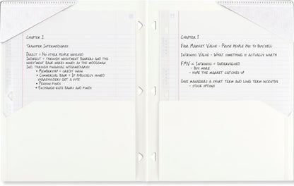 Five Star 2-Pocket Folder, Plastic Folder with Stay-Put Tabs, Fits 3-Ring Binder, Holds 8-1/2" x 11" Paper, White (333420I-ECM)