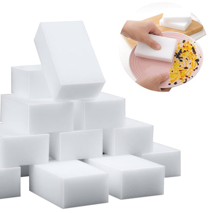 100 Pack Magic Sponge Eraser Extra Thick and Long Lasting Melamine Cleaning Sponges in Bulk - Multi Surface Power Scrubber Foam Cleaning Pads - Bathtub, Floor, Baseboard, Bathroom, Wall Cleaner