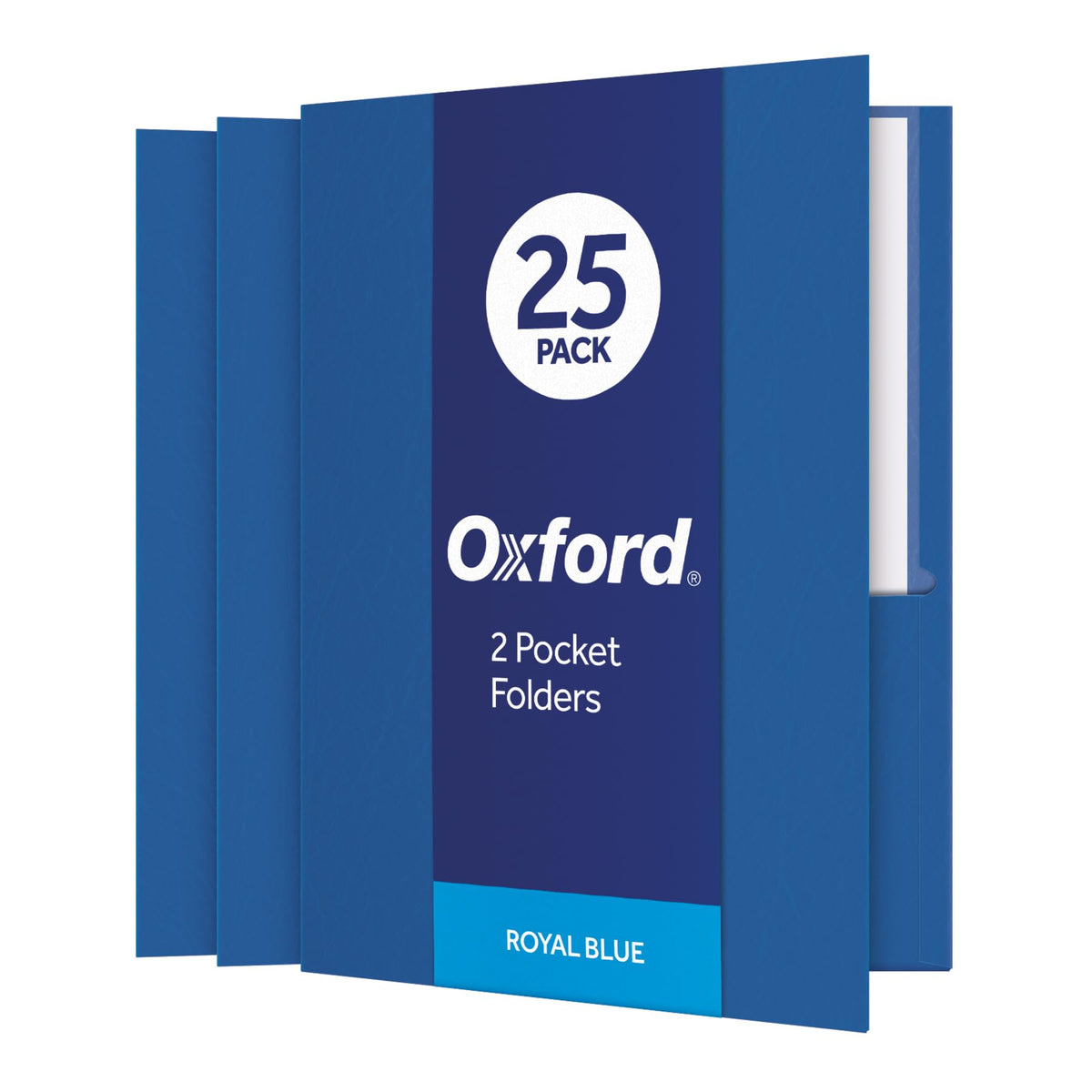 Oxford Twin-Pocket Folders, Textured Paper, Letter Size, Dark Blue, Holds 100 Sheets, Box of 25 (57538EE)