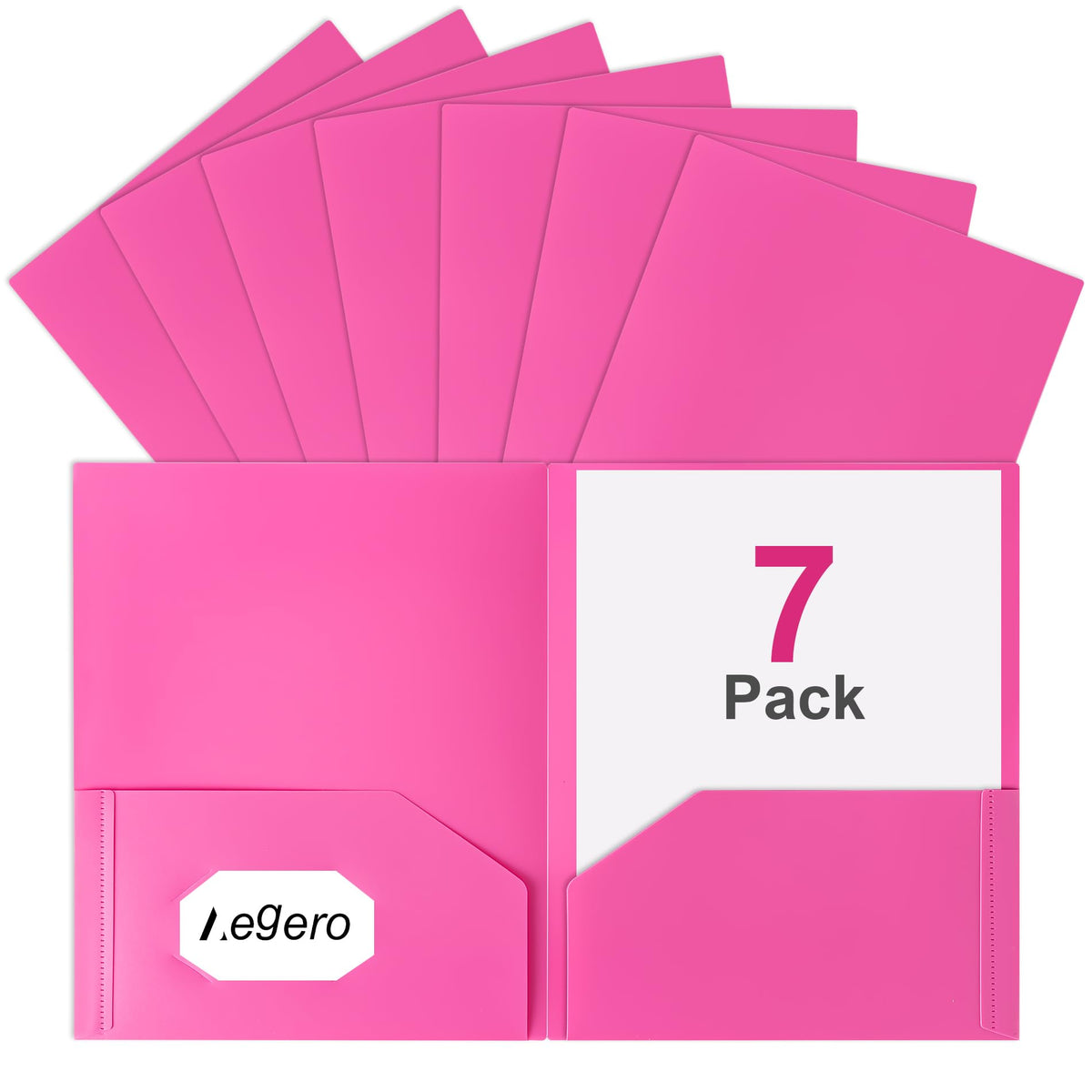 Aegero Plastic Folders with Pockets (7 Pack, Assorted Colors)