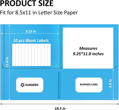 7 Pack Folders with Pockets, 2-Pocket with 10 Labels, Colored File Folders