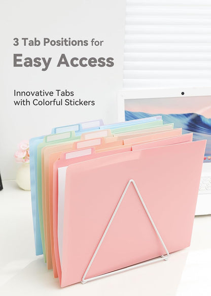 SortRax Plastic Folders with Pockets, School Folders with Side Tabs, Pastel