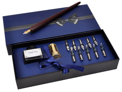 Plotube Calligraphy Pen Set, 11 Nibs, Black Ink, Pen Stand