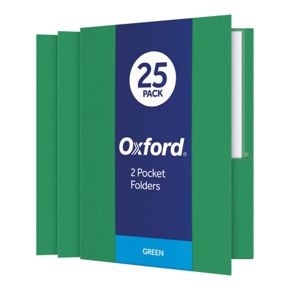Oxford Twin-Pocket Folders, Textured Paper, Letter Size, Dark Blue, Holds 100 Sheets, Box of 25 (57538EE)