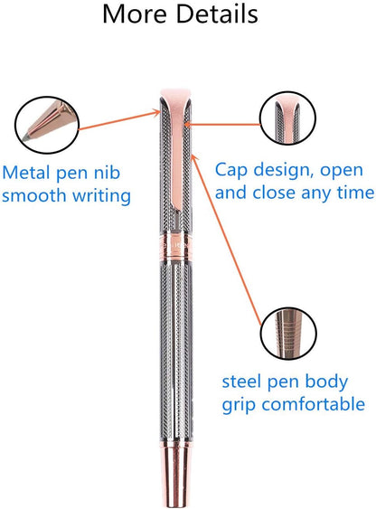 Penneed Rollerball Pen Gift Set for Men Women Executive Home Office Use, with Gift box Refillable 0.7mm Black Ink G5(Dark Gray)