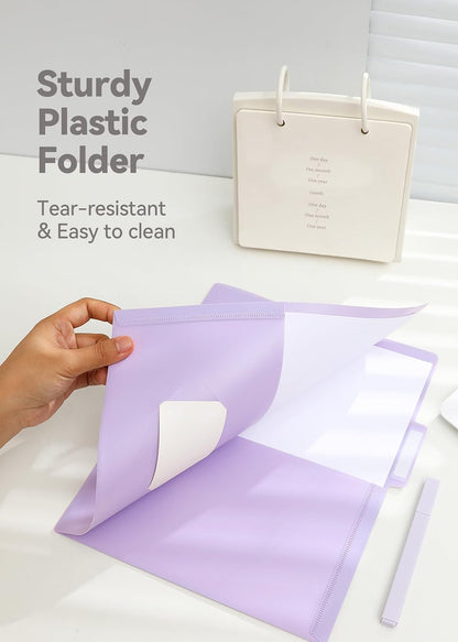 SortRax Plastic Folders with Pockets, School Folders with Side Tabs, Pastel