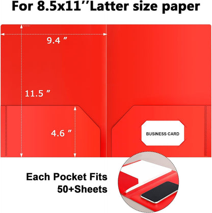 HABGP Plastic Folders with Pockets, 6 Color Heavy Duty Two Pocket Folders