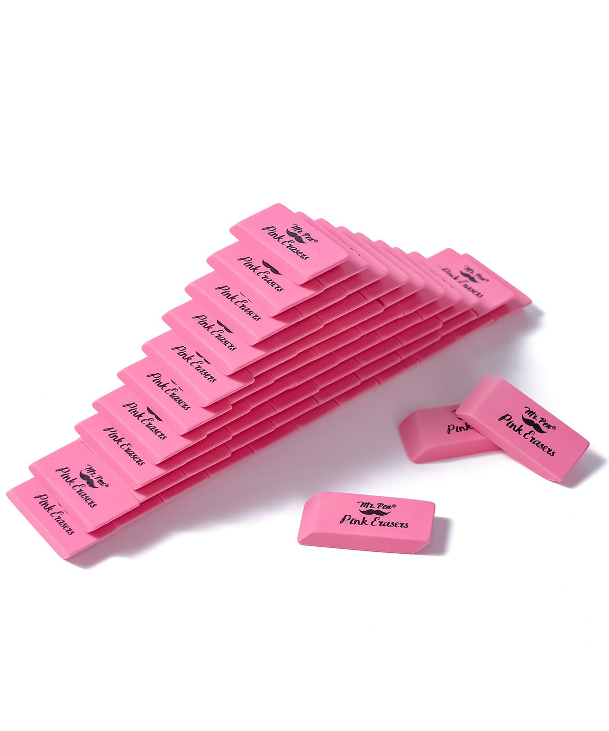 Mr. Pen- Pink Pencil Eraser, 12 Pack