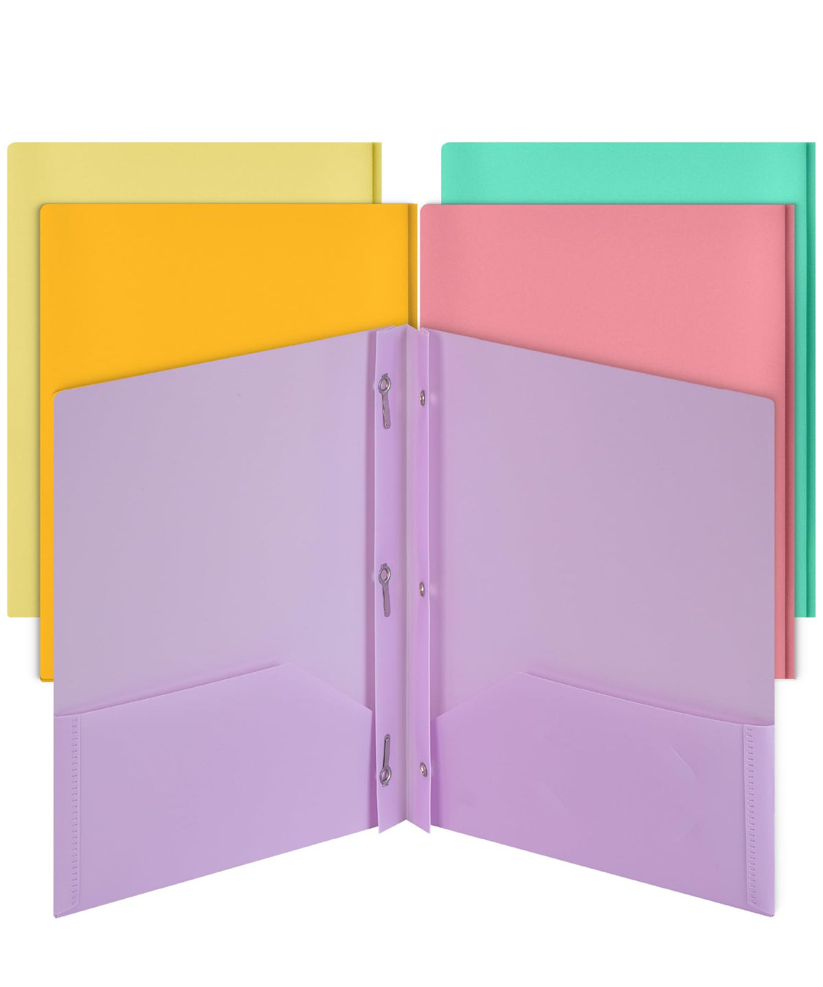 Mr. Pen- Plastic Folders with Pockets and Prongs, 5 Pack, Letter Size