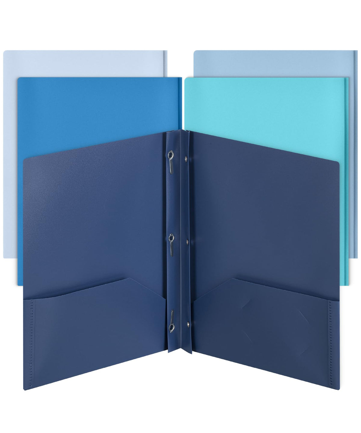 Mr. Pen- Plastic Folders with Pockets and Prongs, 5 Pack, Letter Size