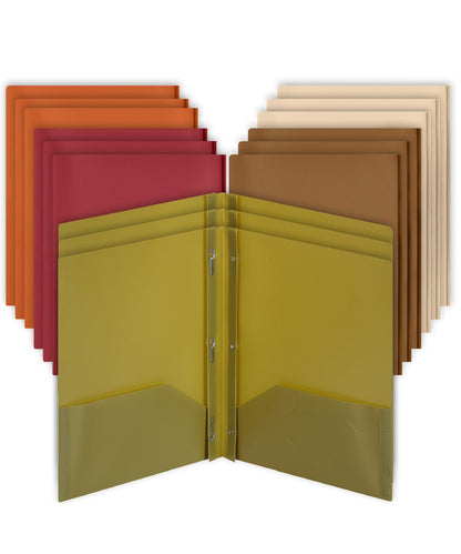 Mr. Pen- Plastic Folders with Pockets and Prongs, 5 Pack, Letter Size