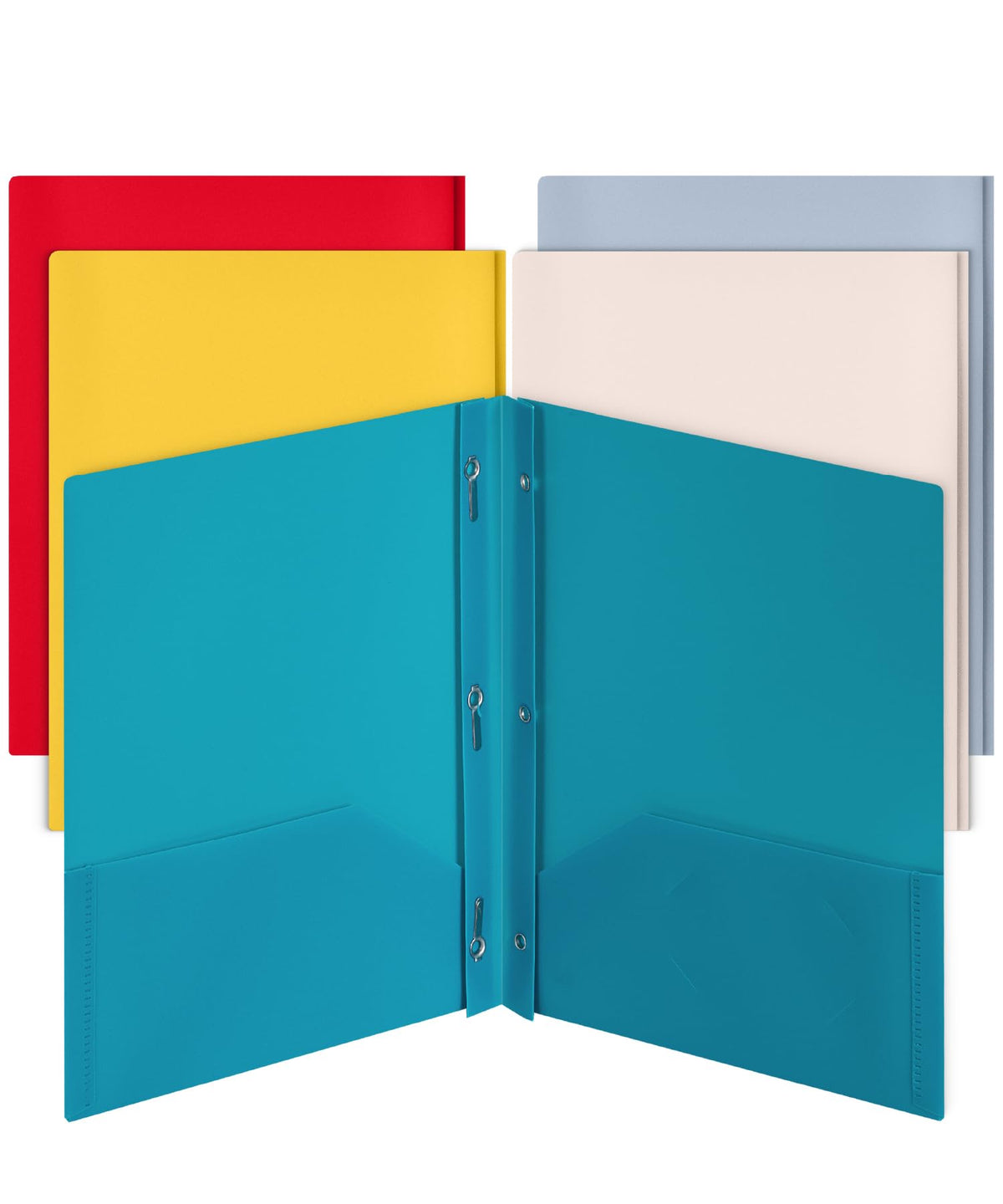 Mr. Pen- Plastic Folders with Pockets and Prongs, 5 Pack, Letter Size