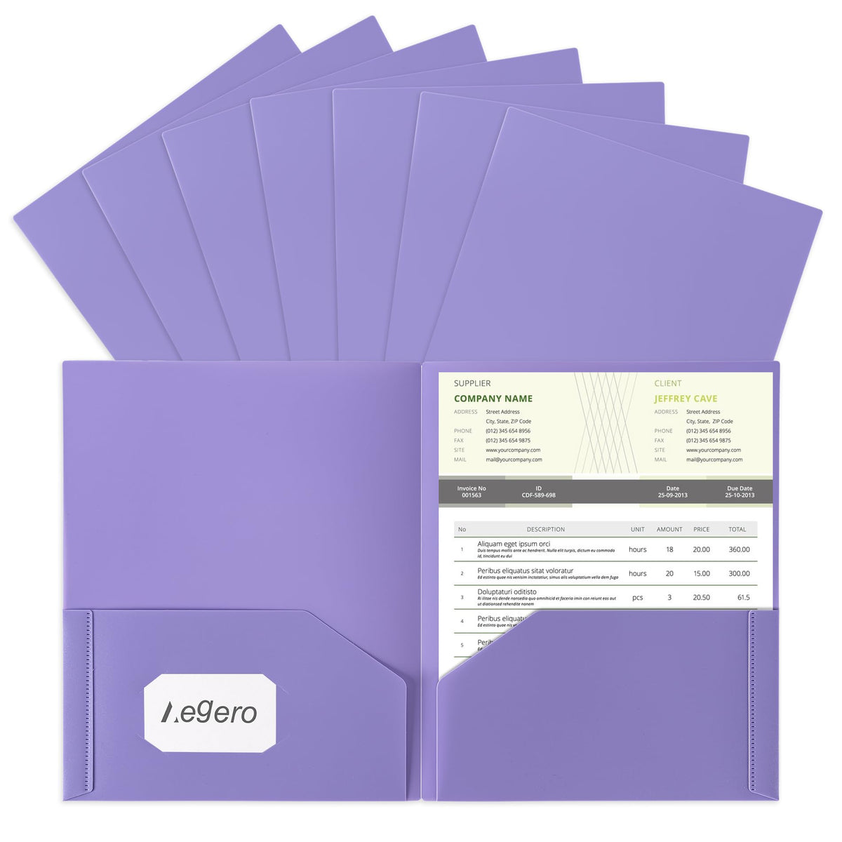 Aegero Plastic Folders with Pockets (7 Pack, Assorted Colors)
