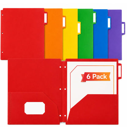 SortRax Plastic Folders with Pockets, 3-Hole, 3 Tab Positions, Pastel