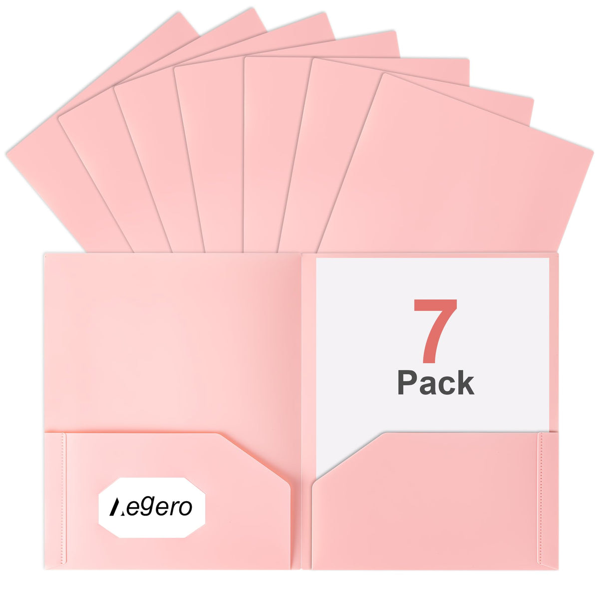 Aegero Plastic Folders with Pockets (7 Pack, Assorted Colors)
