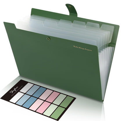 SKYDUE Expanding File Organizer with 8 Pockets, Accordion File Folders with Labels, Portable Document Paper Bill Receipt Organizer, Home College School Office Supplies, Letter Size, Blue