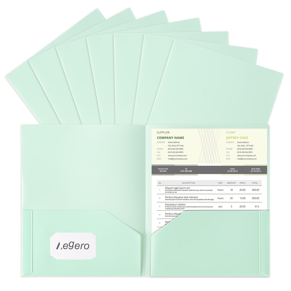 Aegero Plastic Folders with Pockets (7 Pack, Sweet Colors)