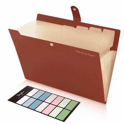 SKYDUE Expanding File Organizer with 8 Pockets, Accordion File Folders with Labels, Portable Document Paper Bill Receipt Organizer, Home College School Office Supplies, Letter Size, Blue
