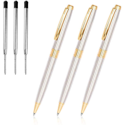 Cambond Ballpoint Pens Black Ink - 1.0 mm Metal Twist Gold Pens Bulk