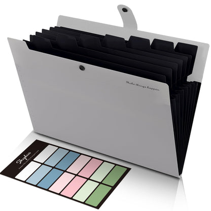 SKYDUE Expanding File Organizer with 8 Pockets, Accordion File Folders with Labels, Portable Document Paper Bill Receipt Organizer, Home College School Office Supplies, Letter Size, Blue