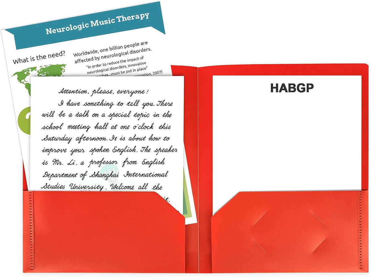 HABGP Plastic Folders with Pockets, 6 Color Heavy Duty Two Pocket Folders