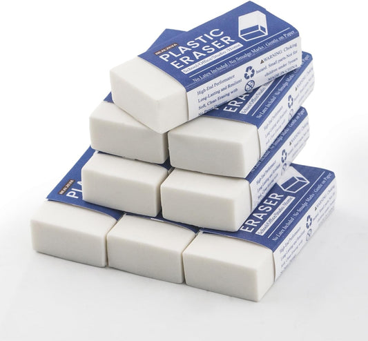 Realzeva White Eraser, 8-Pack Bulk Erasers for Classroom,White Erasers for School, Classroom Must Haves & Back to School Supplies Eraser, Latex-Free & No Crumbling, Gomas De Borrar Escolares.
