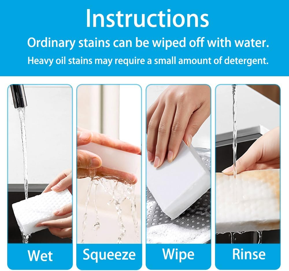 SmilinFit Magic Sponge Erasers, 20 Pack 2X Density Stronger Melamine Sponge Foam Pads, Multi-Functional Household Cleaning Supplies Cleaner for Kitchen, Bathroom, Bathtub, Sink, Wall Cleaner