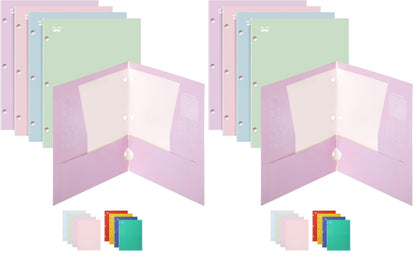 Mr. Pen- 4-Pocket Folders, 4 Pack, 12.5" x 9.5", Pastel Colors | Tear-Resistant Paper Folders with Pockets 3 Holes Punched, High Capacity