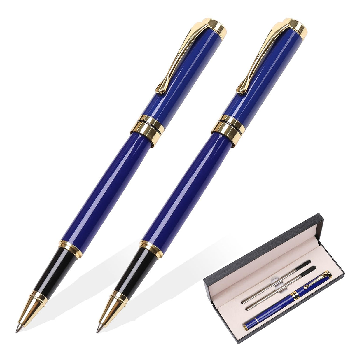 YIVONKA Luxury Ballpoint Pens Best Ball Pen Gift Set for Men & Women Professional Executive Office Nice BallPens Classy Gift Box Ballpoint Black Refill Line width 0.5mm (Red Gold)