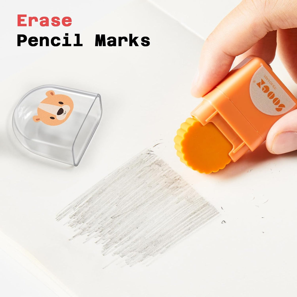 Sooez 12 Pack Pencil Erasers, Cute Animal Eraser with Clean Up Roller