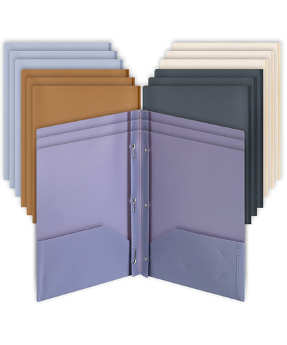 Mr. Pen- Plastic Folders with Pockets and Prongs, 5 Pack, Letter Size