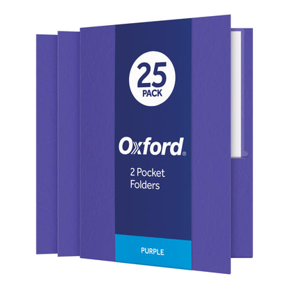 Oxford Twin-Pocket Folders, Textured Paper, Letter Size, Dark Blue, Holds 100 Sheets, Box of 25 (57538EE)
