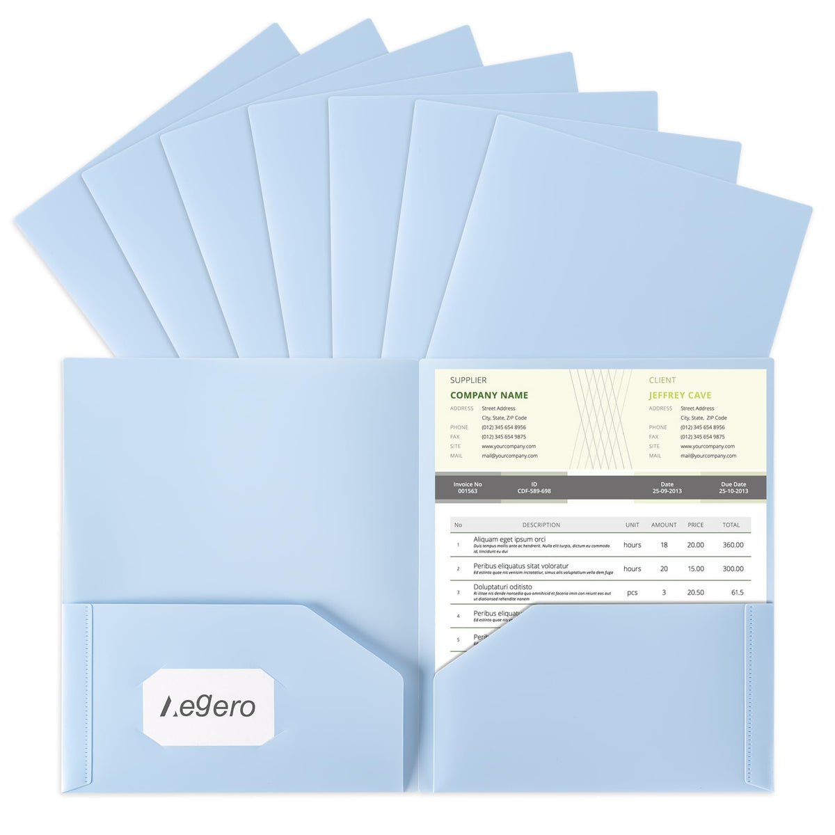 Aegero Plastic Folders with Pockets (7 Pack, Sweet Colors)