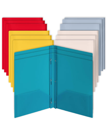 Mr. Pen- Plastic Folders with Pockets and Prongs, 5 Pack, Letter Size