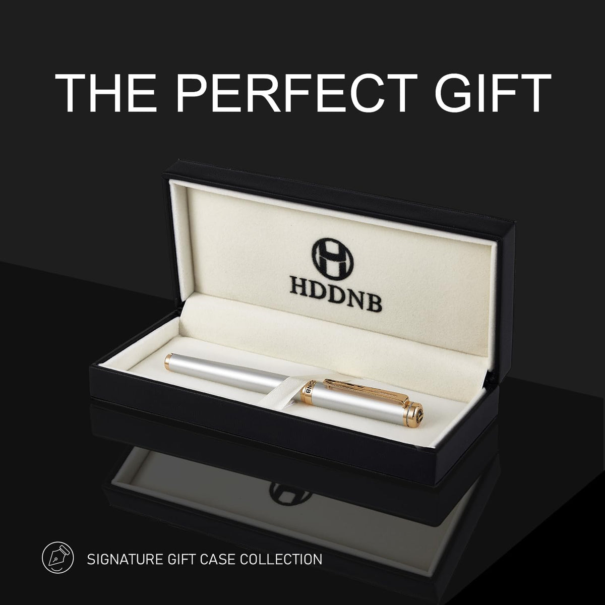Silver Luxury Fountain Pen Set for Men and Women with Gift Box, 24K Gold Finish and Gilded Nib(Extra Fine)