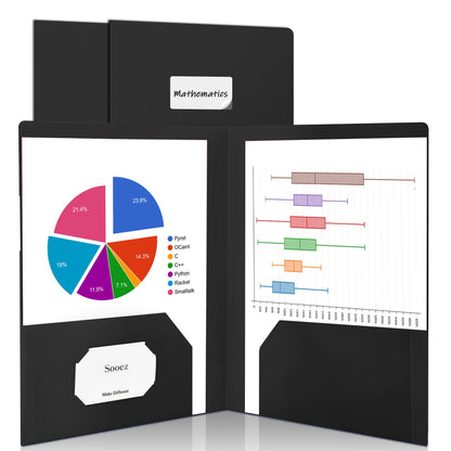 Sooez 7 Pack Folders with Pockets, 2 Pocket Folders with Extra Labels