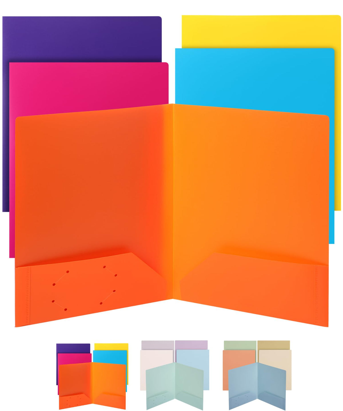 Mr. Pen- Plastic Folders with Pockets, 5 pcs | Aesthetic File Folder with Business Card Slot, 2-Pocket Folder, Back to School, Office, Filing Supplies