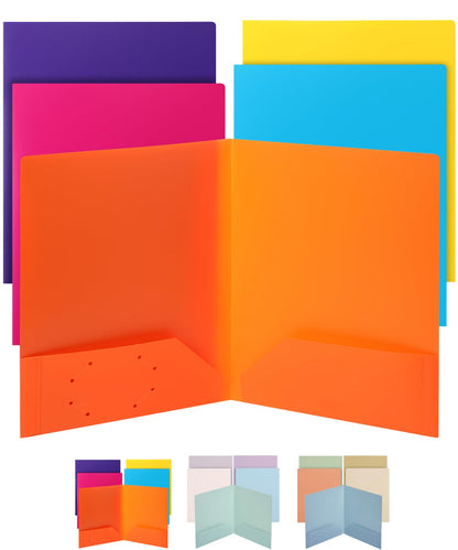 Mr. Pen- Plastic Folders with Pockets, 5 pcs | Aesthetic File Folder with Business Card Slot, 2-Pocket Folder, Back to School, Office, Filing Supplies