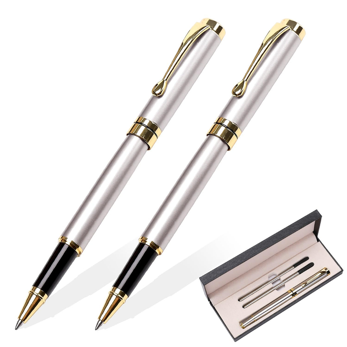 YIVONKA Luxury Ballpoint Pens Best Ball Pen Gift Set for Men & Women Professional Executive Office Nice BallPens Classy Gift Box Ballpoint Black Refill Line width 0.5mm (Red Gold)